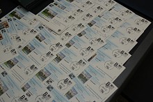 Церемония торжественного гашения почтовой открытки и конверта специальным штемпелем "50 лет ВМИИ им. И.И. Машкова" (9 июля)